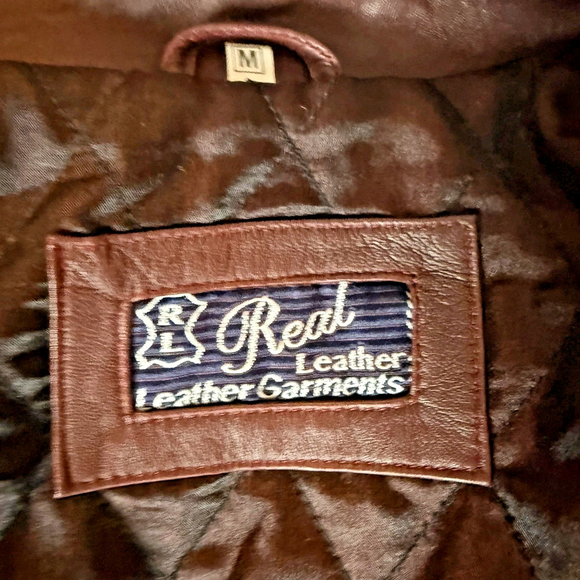 Vintage Real Leather Maroon Jacket with Gold Buttons - Picture 8 of 10